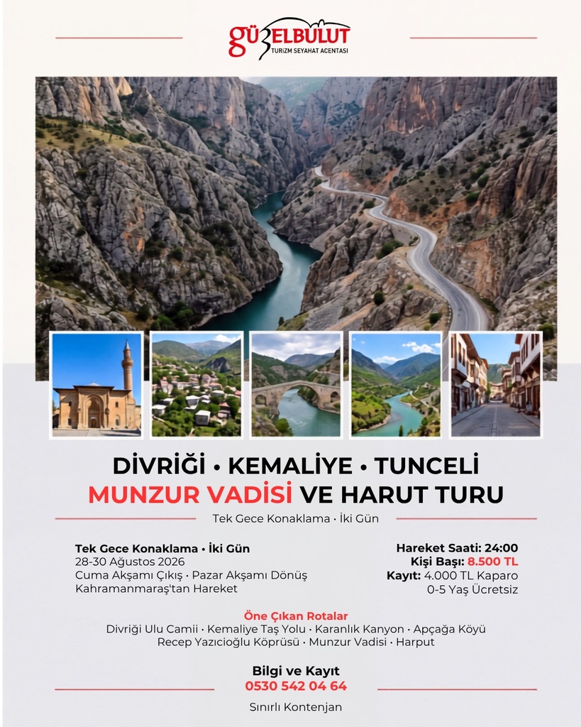 🌲DİVRİĞİ KEMALİYE ve TUNCELİ MUNZUR VADİSİ ve HARPUT TURU🌲 